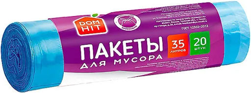 DOMHIT, пакеты для мусора с завязками 35л, 20 шт, 160 г