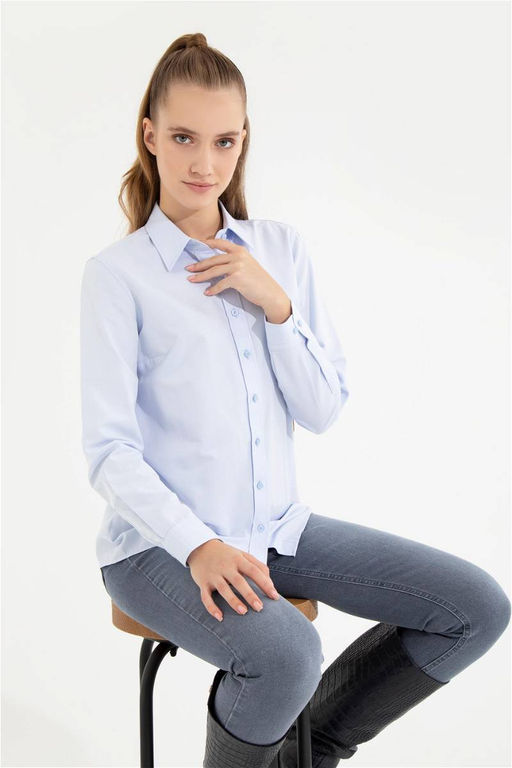 U. S. Polo Assn Женская голубая базовая рубашка с длинным рукавом - U.s. polo assn фото 12