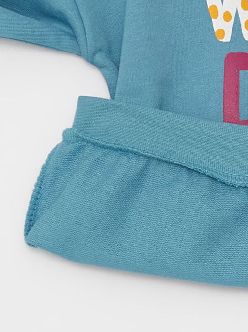 Bisiklet Yaka Uzun Kollu Bask?l? K?z Bebek Sweatshirt ve E?ofman Alt 2li Tak?m - Waikiki фото 3