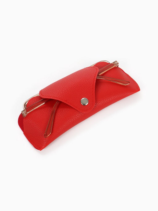 Футляр для очков , 16*3*6,3 см, кнопка, красный