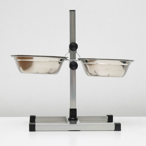 Подставка с мисками, 2 х 1 л, высота 40 см, разборная с верхним фиксатором, хром - Пижон фото 3