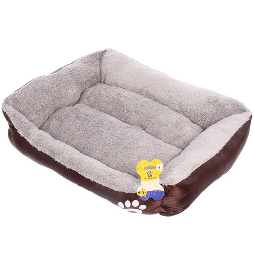 Лежанка для животных "Место БРО", цвет коричневый, внутр. ткань серого цвета, размер M, 54*42*11см (Лейбл)