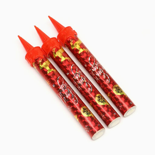 Цена за 3 шт. Свечи фонтаны в торт золотые «С Новым Годом!», 3 шт., 12.5 см, горение 30 сек.