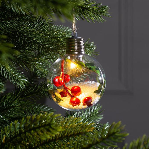 Ёлочный шар Ягоды, 1 LED, от батареек, свечение тёплое белое - Luazon lighting фото 6