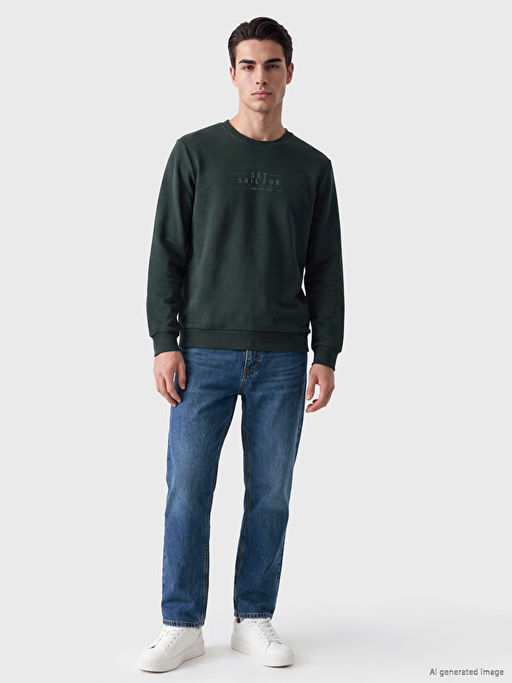 Bisiklet Yaka Bask?l? Erkek Sweatshirt - Waikiki фото 2