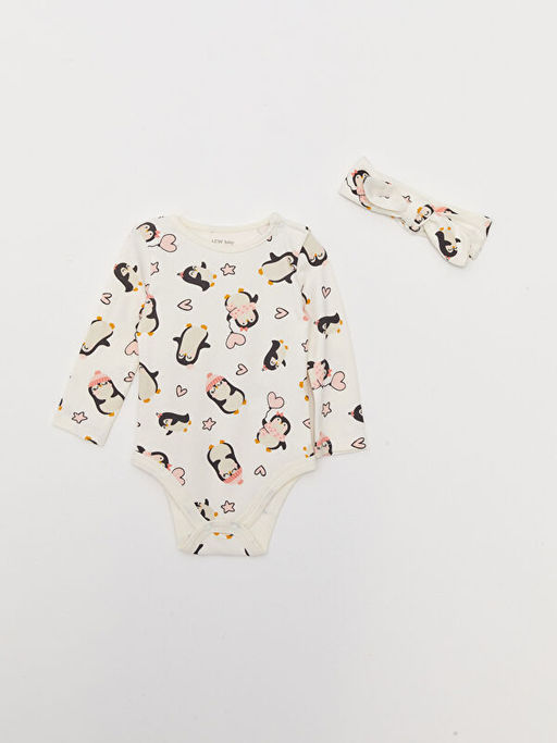 Bisiklet Yaka Uzun Kollu Bask?l? K?z Bebek 3l? Tak?m - Waikiki фото 2