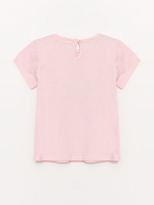 Bisiklet Yaka Bask?l? K?sa Kollu K?z Bebek Ti??rt - Waikiki фото 2