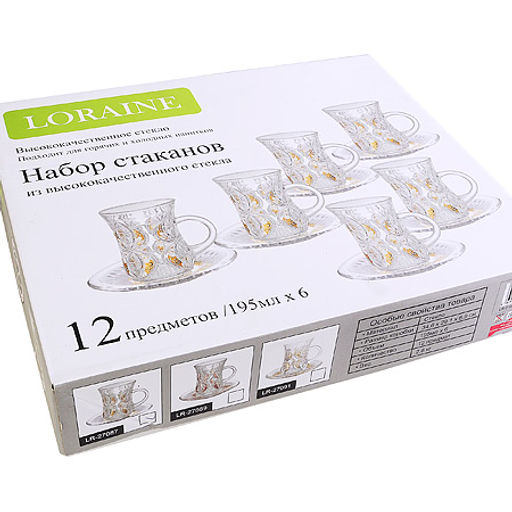27087 Набор д/чая стекляный 12пр LR с золотом (х6) - Mayer&boch фото 3