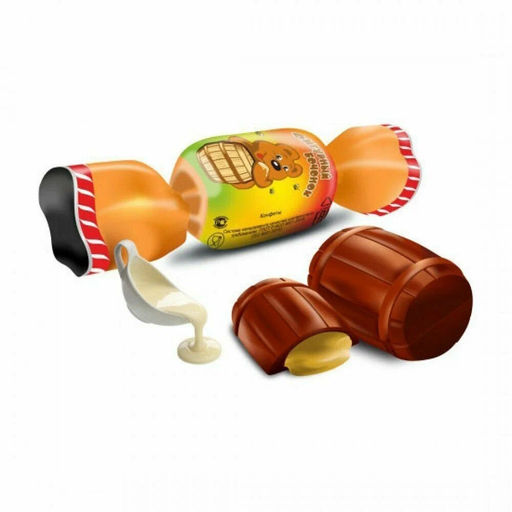 Фигурный бочонок мини (бело-золотой этикет с мишкой) 0,5 кг /Жако/  фото 2