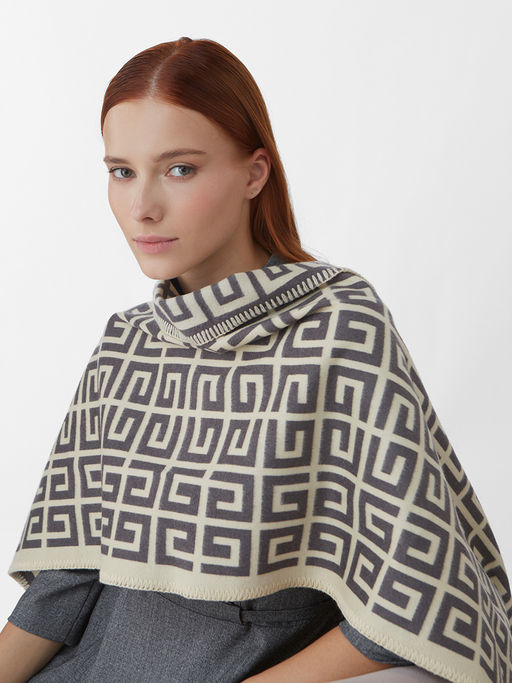 в составе ШЕРСТЬ и КАШЕМИР  Большой, мягкий, теплый двусторонний палантин с принтом. - Tantino фото 5