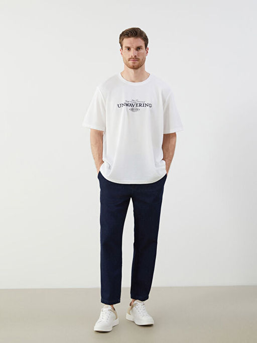 Bisiklet Yaka Bask?l? Erkek Ti??rt