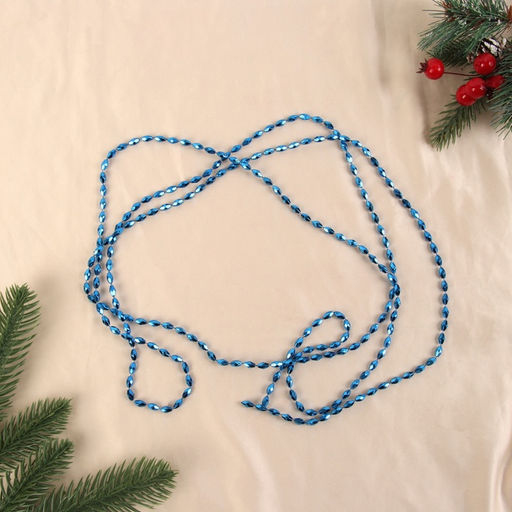 Цена за 4 шт. Бусы на ёлку 2 м d=3 мм Овалы грани синий
