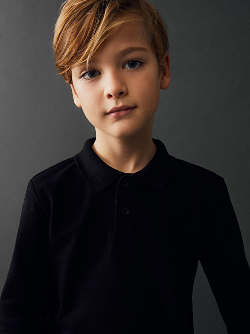 Polo Yaka Basic Uzun Kollu Erkek ?ocuk Ti??rt