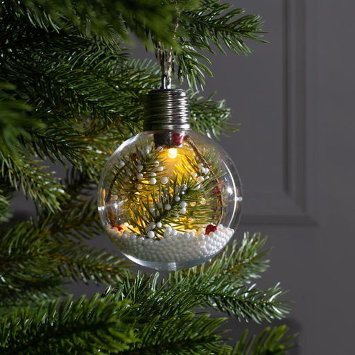 Ёлочный шар Ветка ели, 1 LED, от батареек, свечение тёплое белое