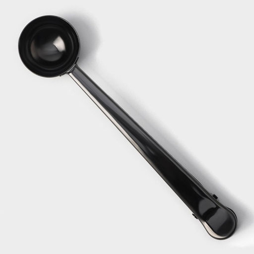 Цена за 2 шт. Ложка для кофе Доляна Aroma, 15 мл, с зажимом, нержавеющая сталь, чёрная