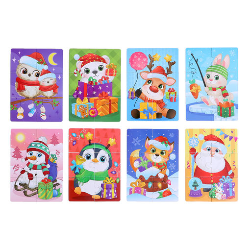 Макси - пазлы 8 в 1 «Ждут зверята Новый год», 48 деталей