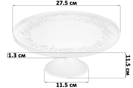 Блюдо на ножке 27,5*27,5*11,5 см "Птички на ветке" с бортиком, фарфор