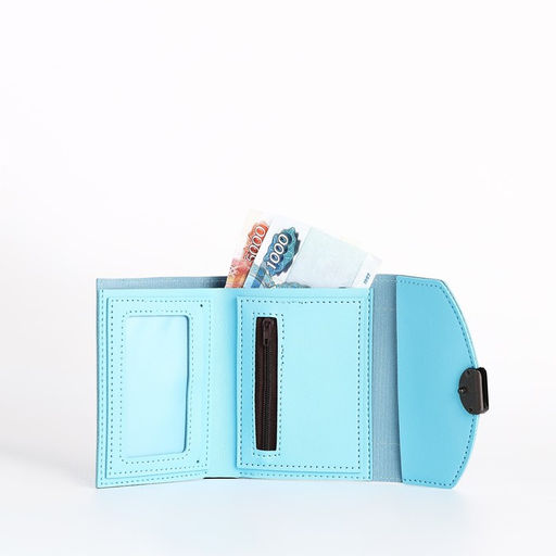 Кошелёк на кнопке, цвет голубой - Simaland фото 5