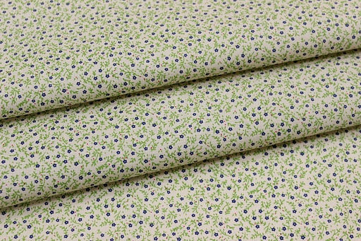 Импорт. хлопок Россыпь синих мелких цветочков на св.бежево-оливковом, ВИД2, ш.1.5м, хл-100% - Купава фото 2