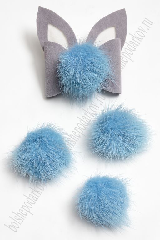 Помпон-половинка меховой 5 см, на основе (5 шт) SF-6145, голубой №16