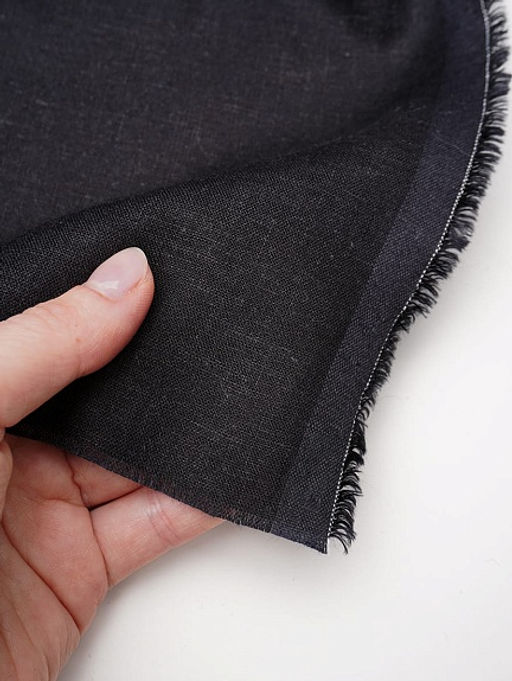 Лен с вискозой с эффектом мятости цв.Черный, ш.1.45м, лен-56%, вискоза-44%, 145гр/м.кв - Купава фото 3