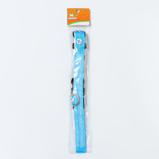 Ошейник с подсветкой, зарядка от USB, размер XL, ОШ 42-56 см, 3 режима, голубой - Пижон фото 10