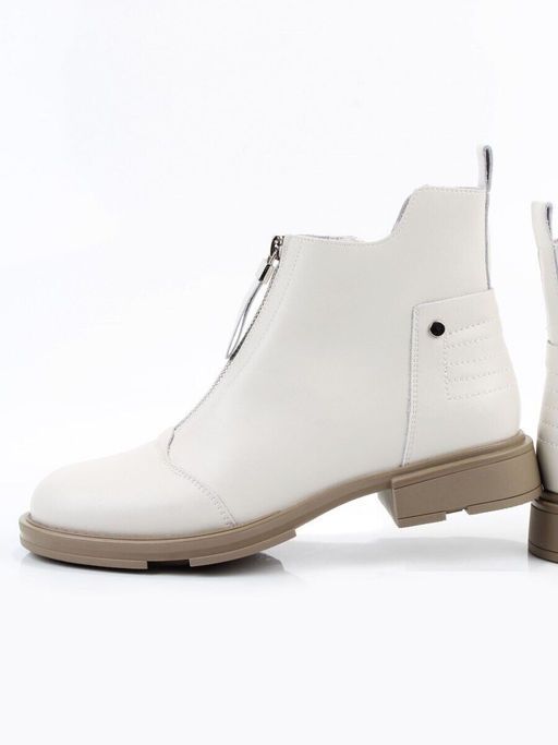 01-M43-11 LT.BEIGE Ботинки демисезонные женские (натуральная кожа, байка)