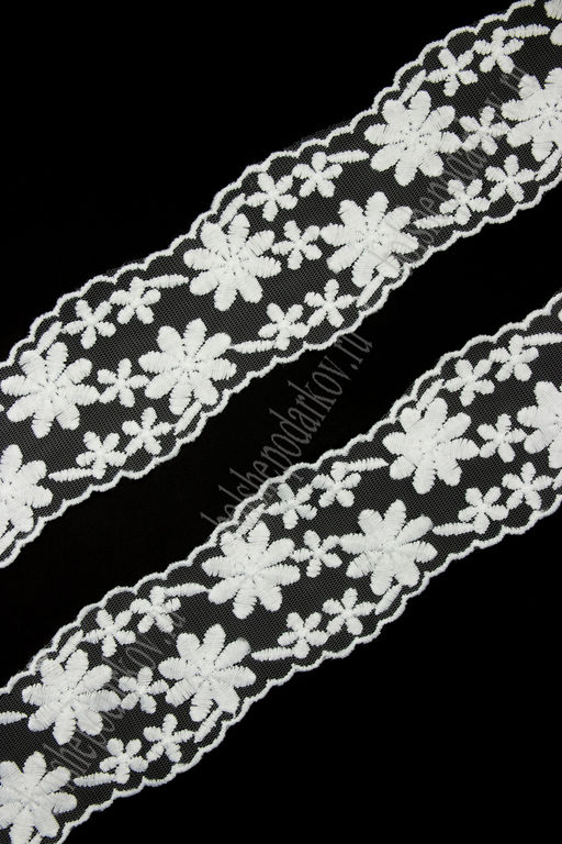 Кружево на сетке 6,5 см*5 ярд (SF-7850) белый №17 - Больше подарков фото 2