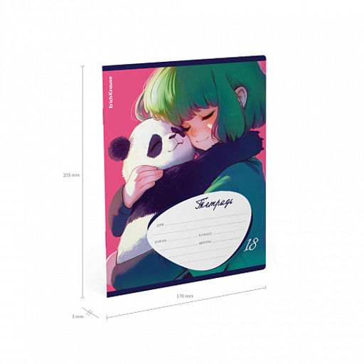 Цена за 10 шт. Тетрадь школьная ученическая ErichKrause Panda Hugs, 18 листов, линейка (в плёнке по 10 шт.)_MIX-PACK  фото 10