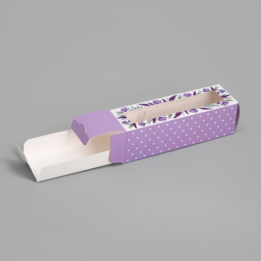 Цена за 5 шт. Коробка для макарун, кондитерская упаковка «Лаванда», 18 х 5.5 х 5.5 см