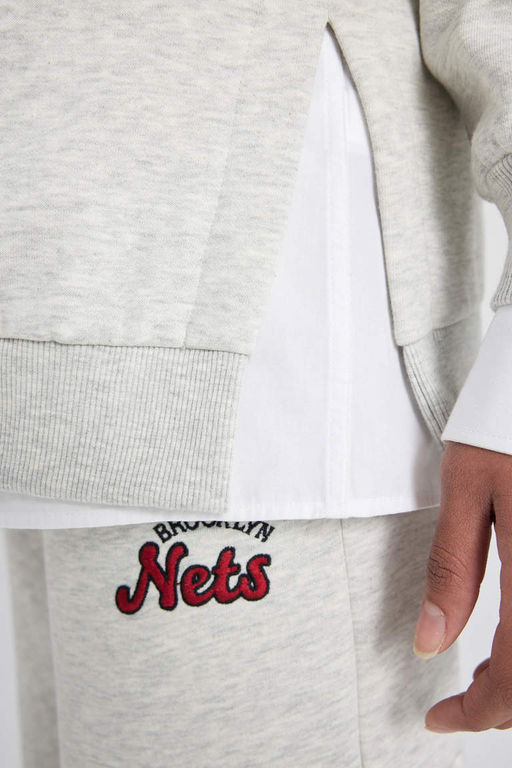 DeFactoFit NBA Brooklyn Nets толстый свитшот оверсайз с круглым вырезом  фото 8