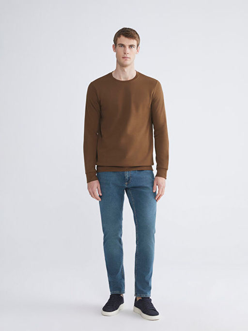 Bisiklet Yaka Erkek Kal?n Sweatshirt