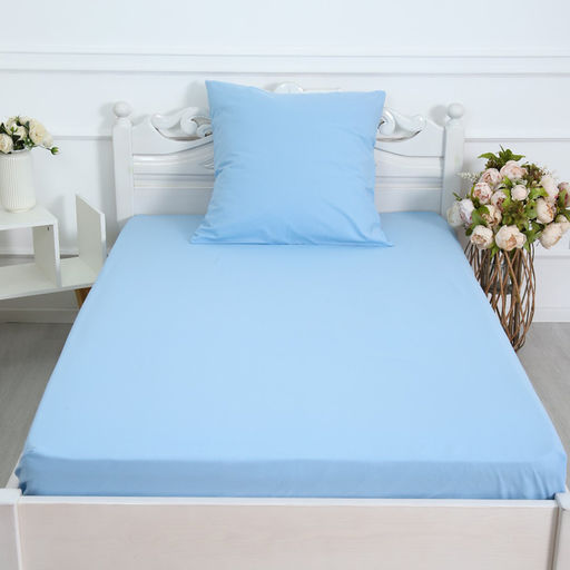 Комплект 1.5сп Голубой 4 (простыня 150х215см, наволочка 70х70см) бязь, 120г/м, хл100% - Атра фото 2
