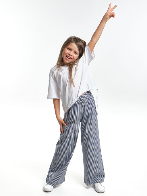 Брюки палаццо спортивные штаны для девочки UD 7949 синяя полоска - Mini maxi фото 12