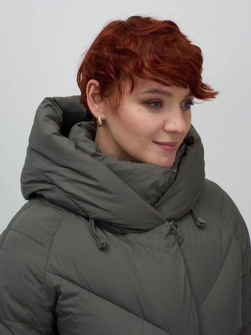 Пальто двубортная зимнее утепленное женское зеленого цвета 7732Z - Visdeer фото 6