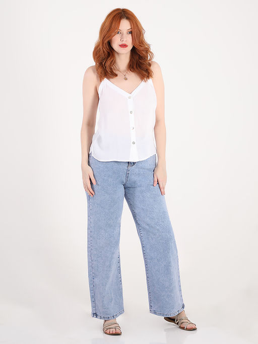 Джинсы голубые женские широкие больших размеров - Almond фото 5