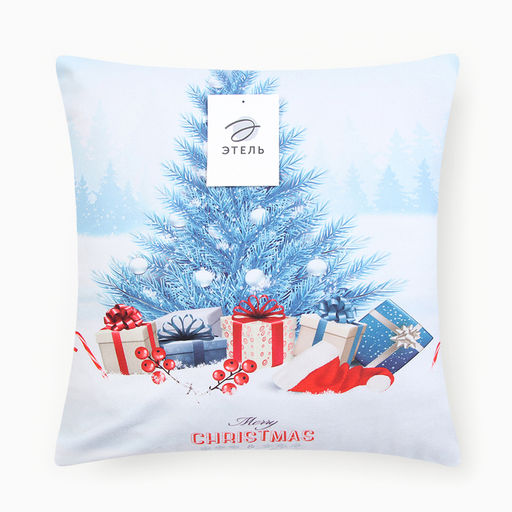 Наволочка декоративная новогодняя «Этель. Christmas» 40×40 см, бело-голубая