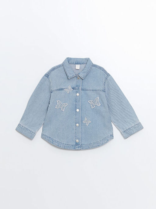 G?mlek Yaka Nak??l? K?z Bebek Jean Ceket