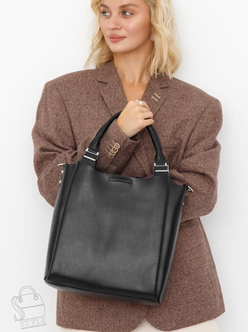 Сумка женская кожаная 1013M black Polina&Eiterou  в Новосибирске
