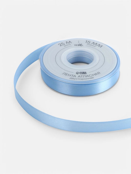 Лента атласная TEIRA, двухсторонняя, 15 мм, 25±1 м, светло-голубая №332