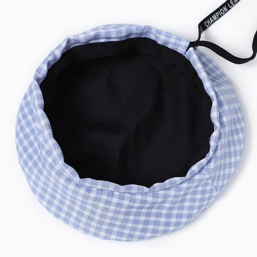 Берет в клетку, голубой, р-р 56 см