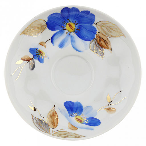 Чашка чайная фарфоровая Синий цветок 220мл, д9,5см, h5см, форма Тюльпан, с блюдцем д15см, тонкостенный фарфор (Россия) - Домашняя мода фото 3