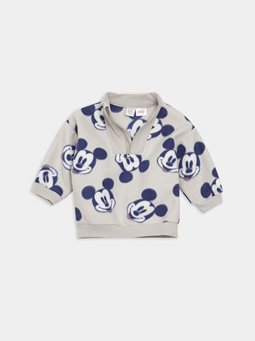 Dik Yaka Mickey Mouse Desenli Polar Erkek Bebek Sweatshirt ve E?ofman Alt? 2li Tak?m - Waikiki фото 2