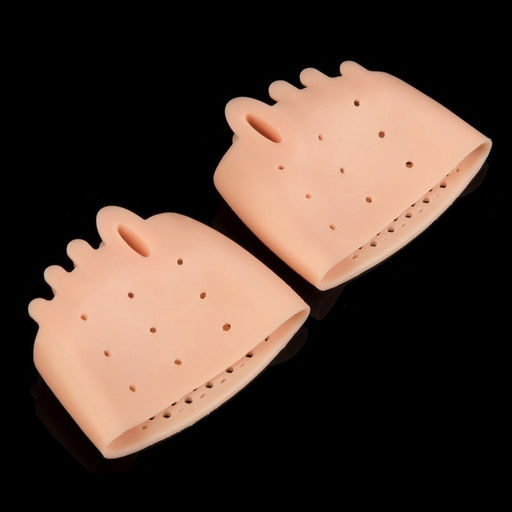 Цена за 2 шт. Корректоры - разделители для пальцев ног, на манжете, дышащие, 4 разделителя, силиконовые, 8×7 см, пара, бежевые