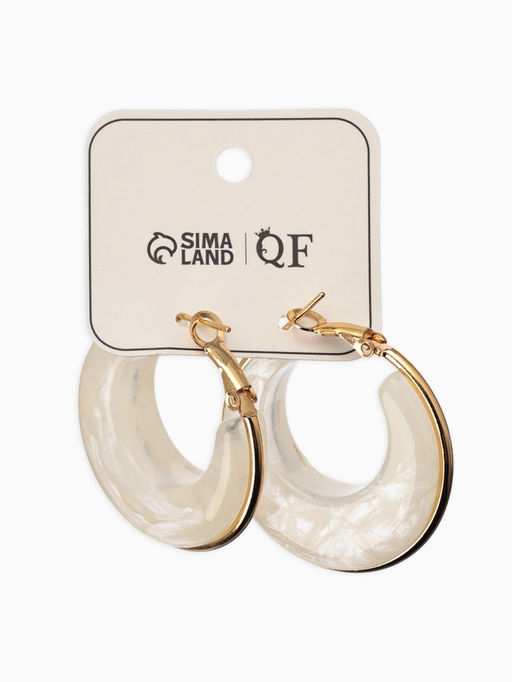 Серьги-кольца акрил «Тренд», цвет молочный в золоте