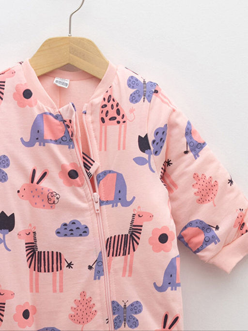 Bisiklet Yaka Uzun Kollu Bask?l? K?z Bebek Fermuarl? Uyku Tulumu - Waikiki фото 3