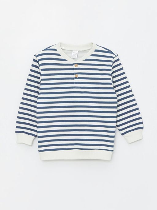 Bisiklet Yaka Uzun Kollu ?izgili Erkek Bebek Sweatshirt - Waikiki фото 3
