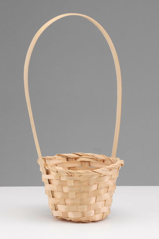 Цена за 2 шт. Корзина плетёная, 13×13×9.5 см, ручка h=21 см, бамбук, натуральный цвет, Greengo