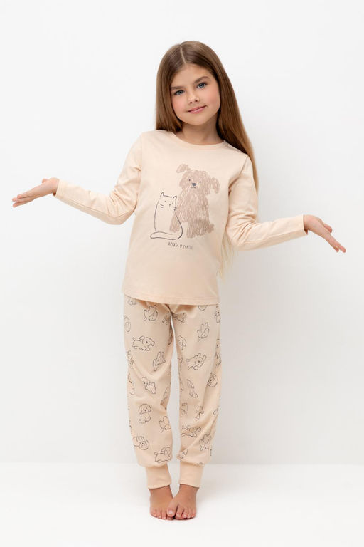 К 1606/нейтральный бежевый,собачки пижама дет