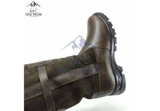 Сапоги Монголки натуральная кожа высокие коричневые, литая подошва